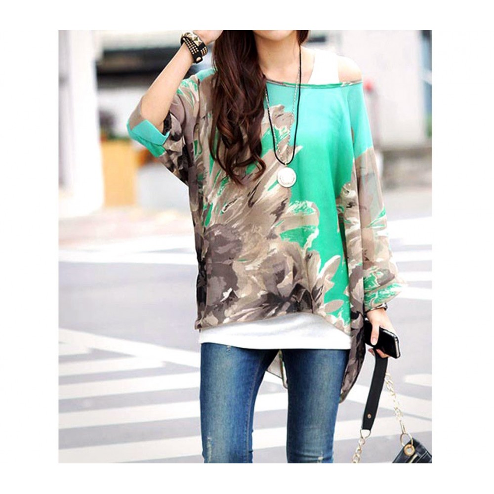 T-shirt Donna Cotone E Lino - Stampa Floreale Con Bottoni - Oversize Elegante Per Estate - Foto 7