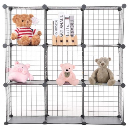 Scaffale Portaoggetti Modulare in Rete Metallica 24 Pezzi Componibili a Cubo