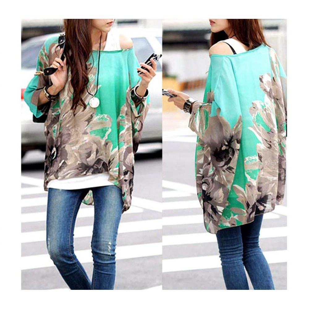 T-shirt Donna Cotone E Lino - Stampa Floreale Con Bottoni - Oversize Elegante Per Estate - Foto 9