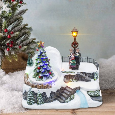 Villaggio Natalizio Scenario 361005 Illuminazione Musica E Movimento 18x13x16Cm