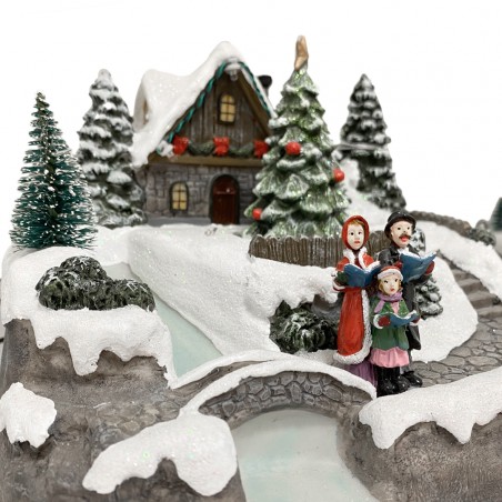 Villaggio natalizio scenario 361007 illuminazione musica e movimento 20x19x16 cm
