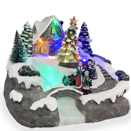 Villaggio natalizio scenario 361007 illuminazione musica e movimento 20x19x16 cm