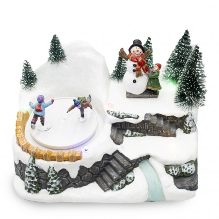 Villaggio Giostra Natalizia 361004 Decorazione con Luci e Suoni 18x16x13 cm