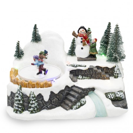 Villaggio Giostra Natalizia 361004 Decorazione con Luci e Suoni 18x16x13 cm