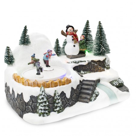 Villaggio Giostra Natalizia 361004 Decorazione con Luci e Suoni 18x16x13 cm