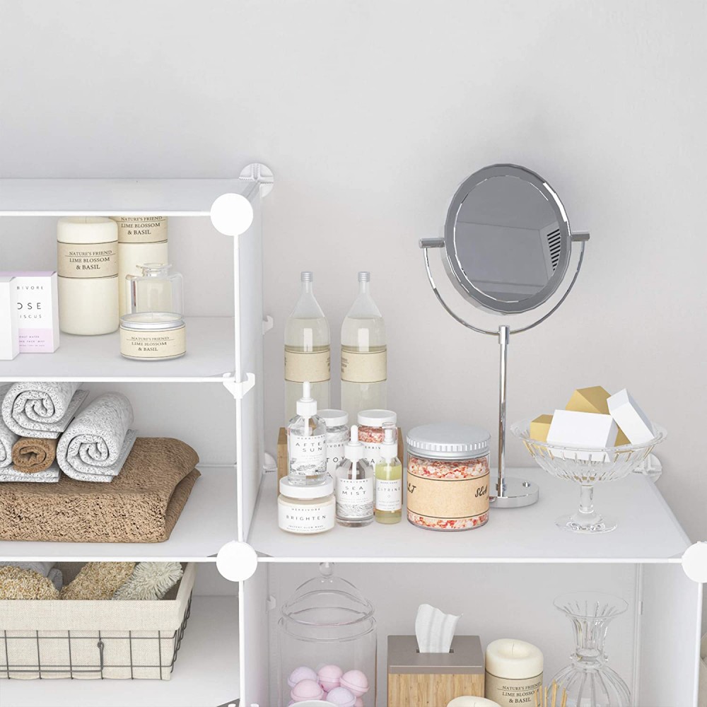 Scaffale Modulare Scarpiera in PVC Bianca...