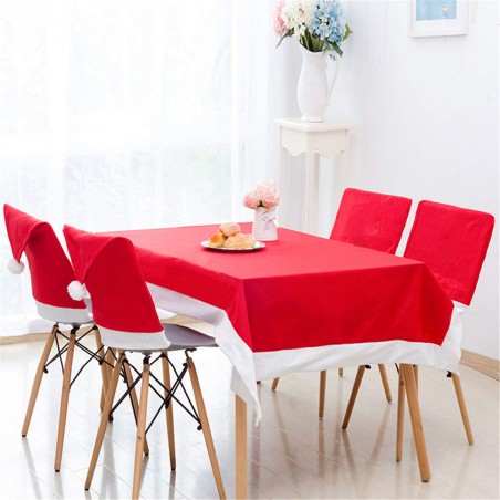 Kit 4 Coprisedie Natalizio a Forma di Cappello di Babbo Natale per Schienale