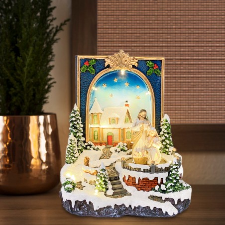 Villaggio Natalizio libro Nativita' 361020 Luci Suoni Movimento 19x15x21 cm
