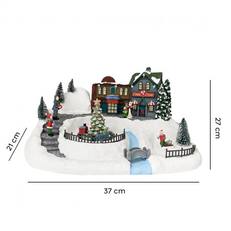 Villaggio Natalizio Innevato 361039 Giostra con Luci Suoni e Movimento 37x21x27