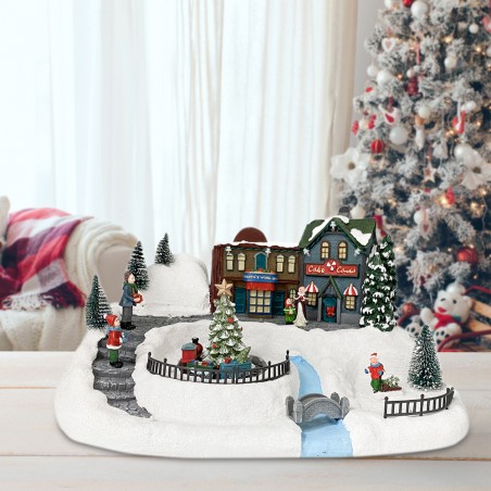 Villaggio Natalizio Innevato 361039 Giostra con Luci Suoni e Movimento 37x21x27