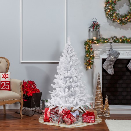 Albero di Natale Bianco 90 cm Abete Artificiale BIANCONATALE con Rami Pieghevoli