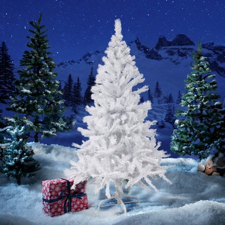 Albero di Natale Bianco 180 cm Abete Artificiale BIANCONATALE Rami Pieghevoli