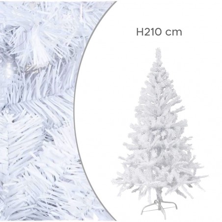 Albero di Natale Bianco 210 cm Abete Artificiale BIANCONATALE Rami Pieghevoli