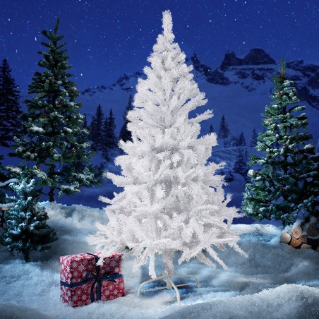 Albero di Natale Bianco 210 cm Abete Artificiale BIANCONATALE Rami Pieghevoli