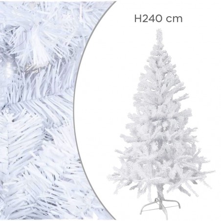 Albero di Natale Bianco 240 cm Abete Artificiale BIANCONATALE Rami Pieghevoli