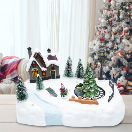 Villaggio Natalizio 361041 Pista Trenino Luci Suoni e Movimento 20x20x16 cm