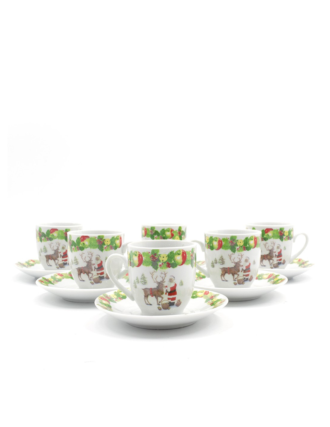 Set 2 Tazzine Da Caffè Con Piattino Xmas Classic AD Home Arredo Casa