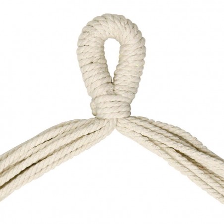 Amaca Poltrona Sospesa Cotone Ecrù Supporto in Legno Sedia Dondolo da Giardino