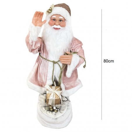 Babbo Natale Rosa 144213 con Abito in Velluto 80H cm con Musica Luci e Movimento