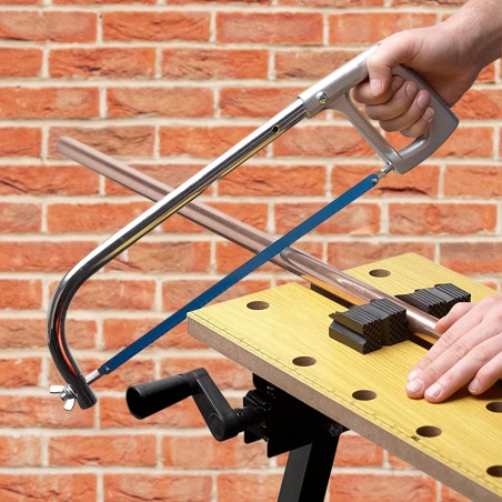 Banco Pieghevole da Lavoro per Fai da Te con Morsetti Laterali e Portautensili