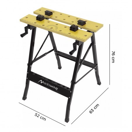 Banco Pieghevole da Lavoro per Fai da Te con Morsetti Laterali e Portautensili