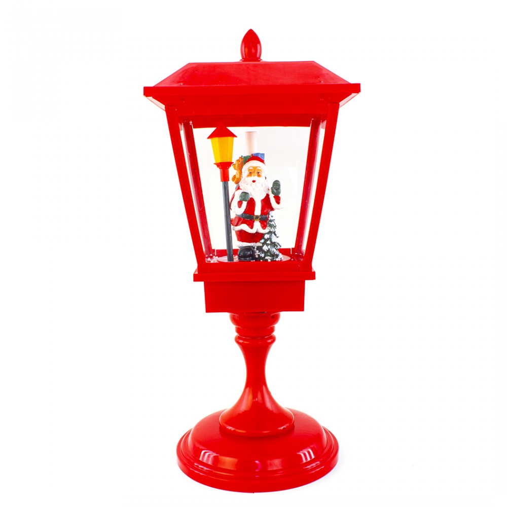 Lampione Rosso di Natale 243022 Decorazione 60H cm Plastica Suoni Luci Movimento