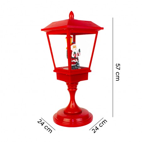 Lampione Rosso di Natale 243022 Decorazione 60H cm Plastica Suoni Luci Movimento