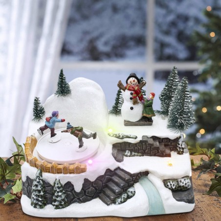 Villaggio Giostra Natalizia 361004 Decorazione con Luci e Suoni 18x16x13 cm