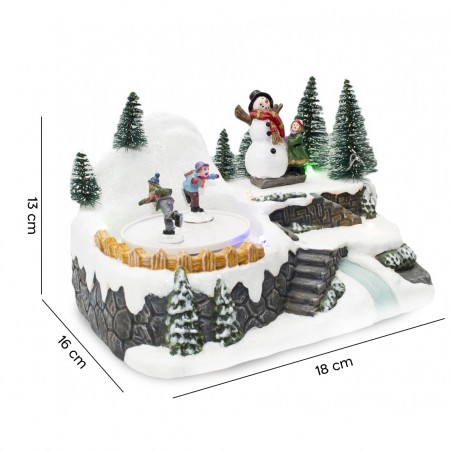 Villaggio Giostra Natalizia 361004 Decorazione con Luci e Suoni 18x16x13 cm