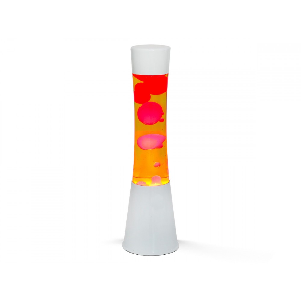 Lampada Lava Lamp 40 cm XL1757 Base Bianca Magma Verde e Giallo Design Moderno