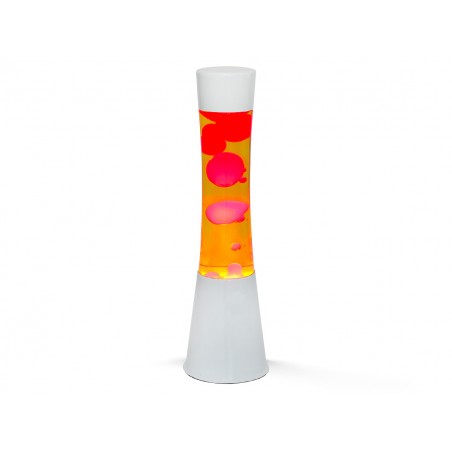 Lampada Lava Lamp 40 cm XL1757 Base Bianca Magma Verde e Giallo Design Moderno