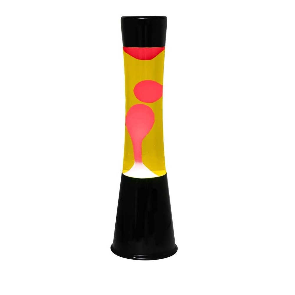 Lampada Lava Lamp 40 cm XL1759 Base Nera con Magma Verde e Giallo Design Moderno