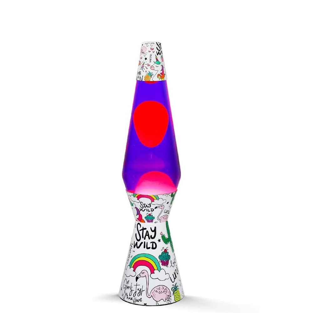 Lampada Lava Lamp 40cm XL1768 Unicorno Magma con Glitter Colorati Design Moderno