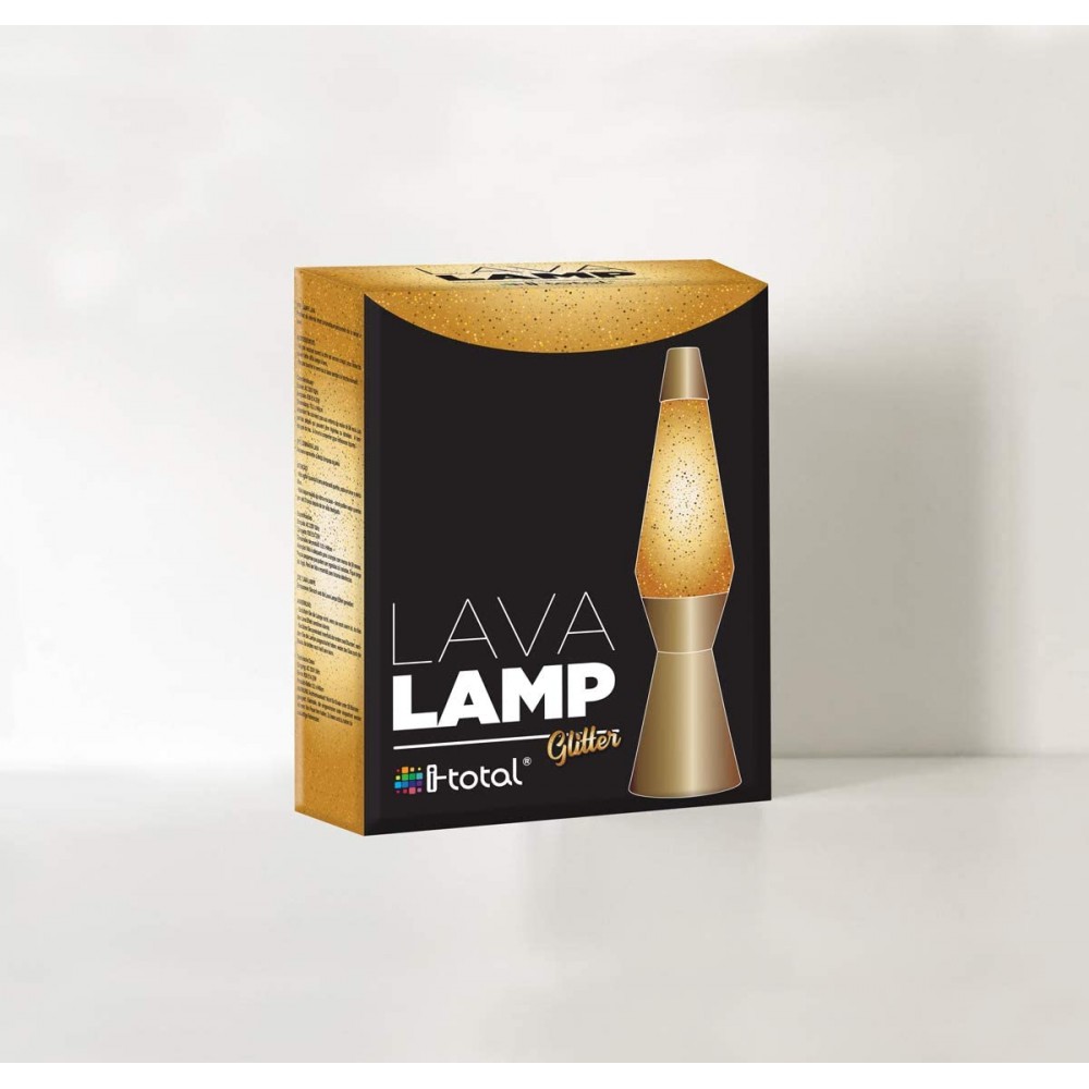 Lampada Lava Lamp 40cm XL1770 Base Oro e Magma...