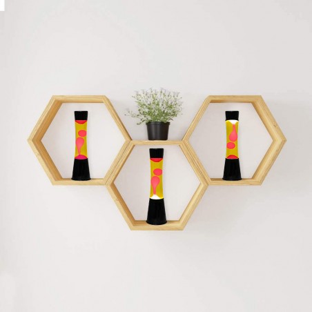 Lampada Lava Lamp 40 cm XL1759 Base Nera con Magma Verde e Giallo Design Moderno