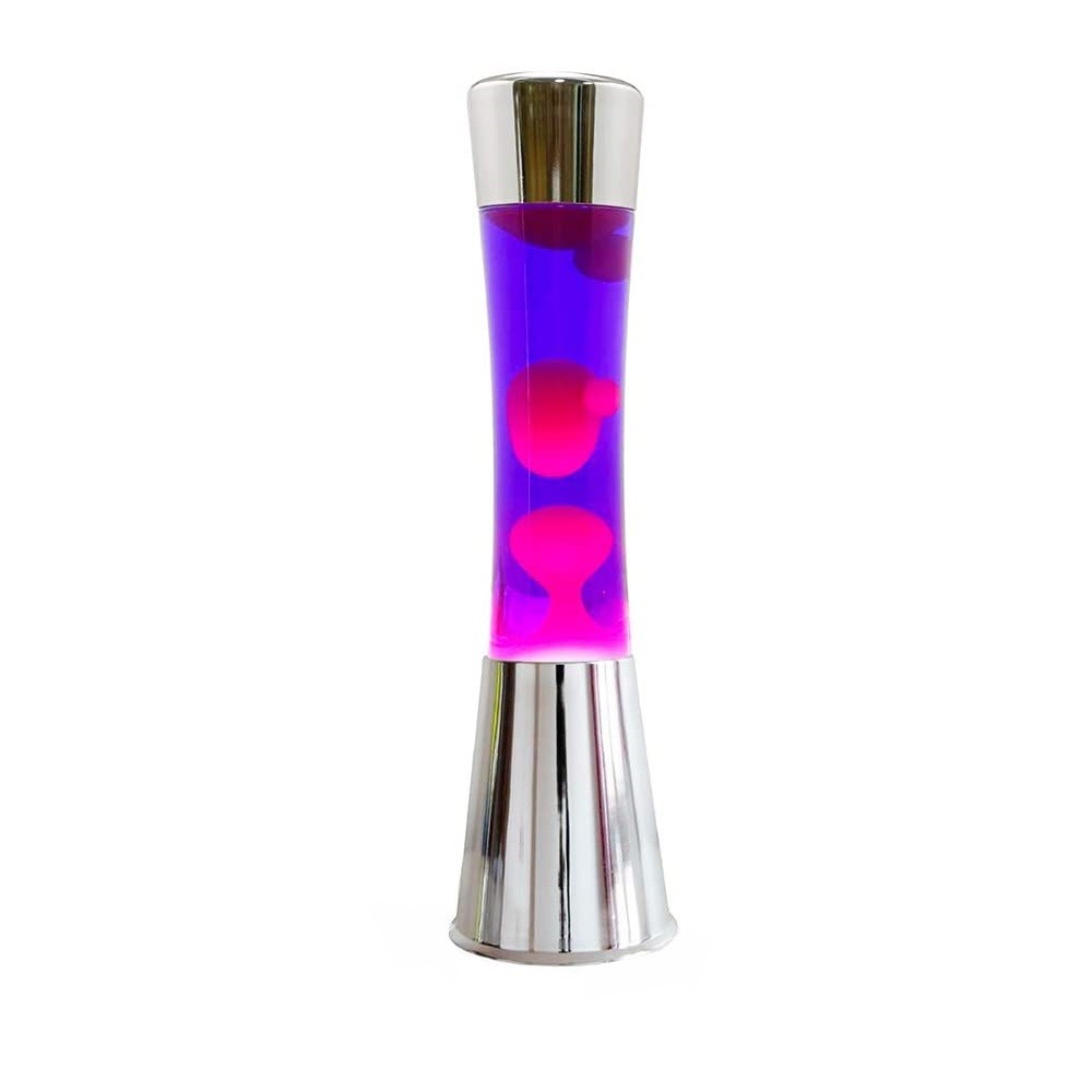 Lampada Lava Lamp 40 cm XL1772 Base Silver e Magma Viola e Rosa Design Moderno