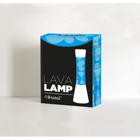 Lampada Lava Lamp 40 cm XL1773 Base Silver e Magma Blu e Bianco Design Moderno