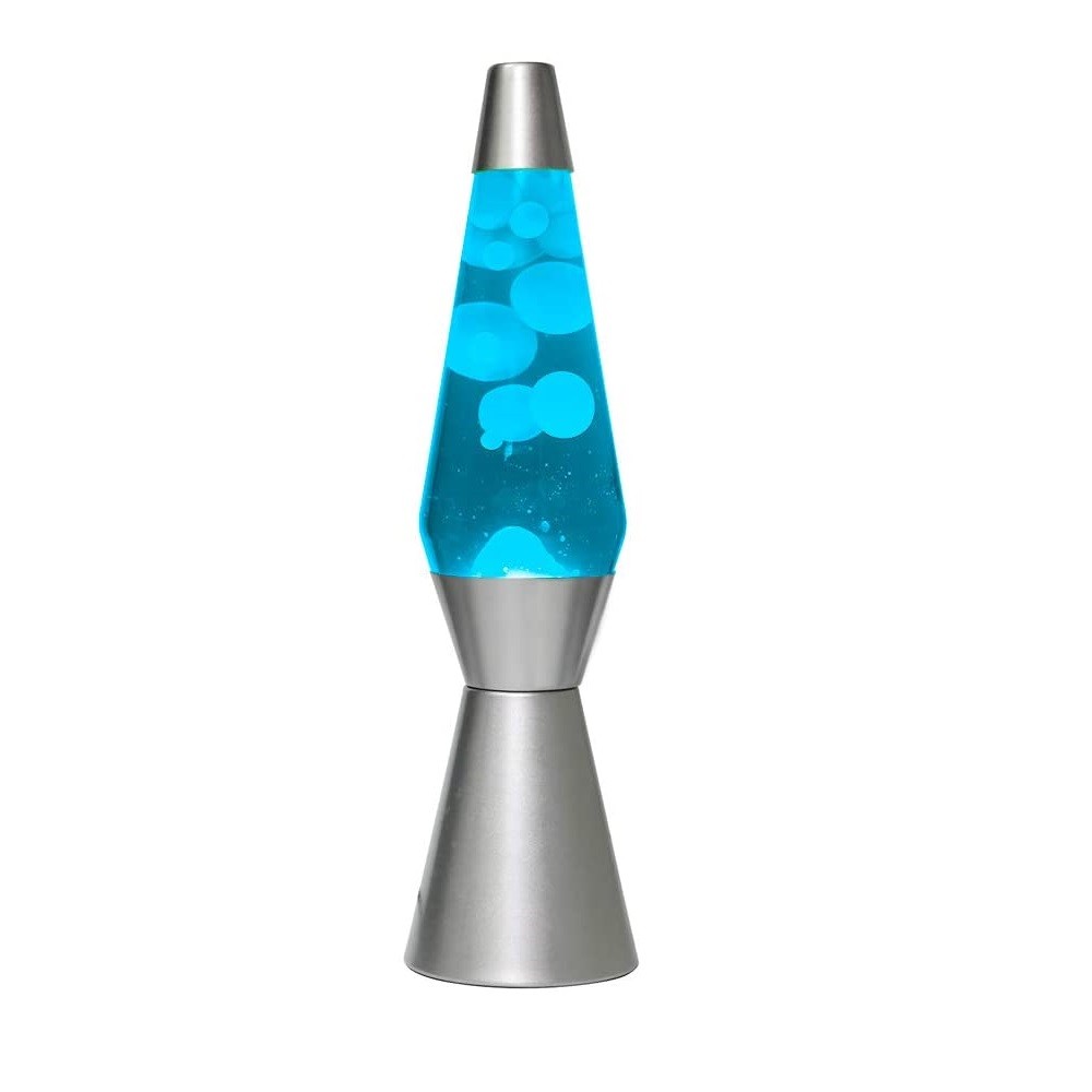 Lampada Lava Lamp 40 cm XL1764 Base Silver Magma Glitter Blu e Bianco Design