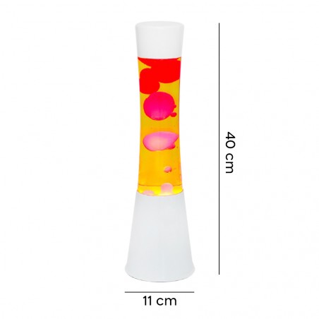 Lampada Lava Lamp 40 cm XL1757 Base Bianca Magma Verde e Giallo Design Moderno