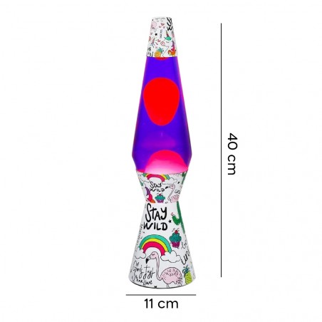 Lampada Lava Lamp 40cm XL1768 Unicorno Magma con Glitter Colorati Design Moderno
