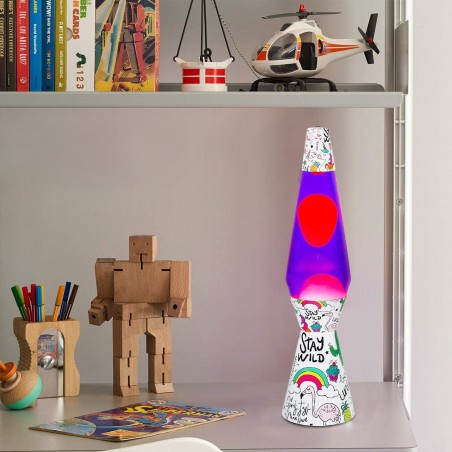 Lampada Lava Lamp 40cm XL1768 Unicorno Magma con Glitter Colorati Design Moderno