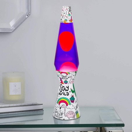 Lampada Lava Lamp 40cm XL1768 Unicorno Magma con Glitter Colorati Design Moderno