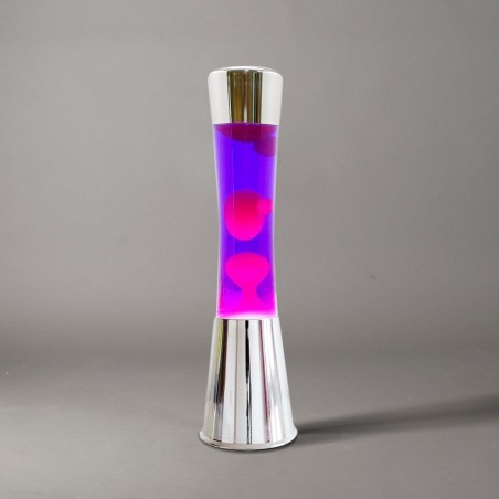 Lampada Lava Lamp 40 cm XL1772 Base Silver e Magma Viola e Rosa Design Moderno