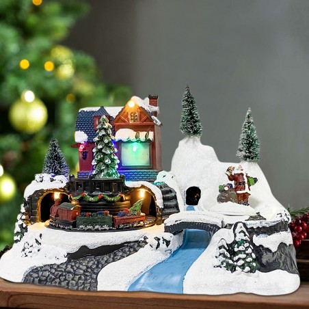 Villaggio Natalizio 243009 Natale con Luci Suoni e Movimento 24 x 16 x 17 cm