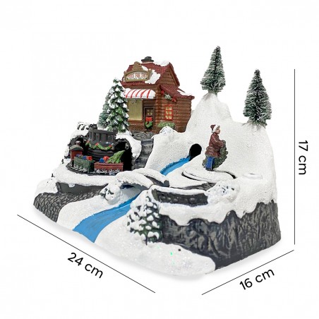 Villaggio Natalizio 243012 treno Natale con Luci Suoni e Movimento 24x16x17 cm