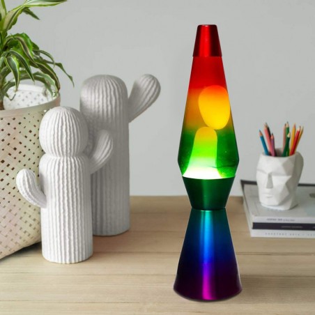 Lampada Lava Lamp 40 cm XL1767 Arcobaleno con Magma Glitter Multicolor RAINBOW