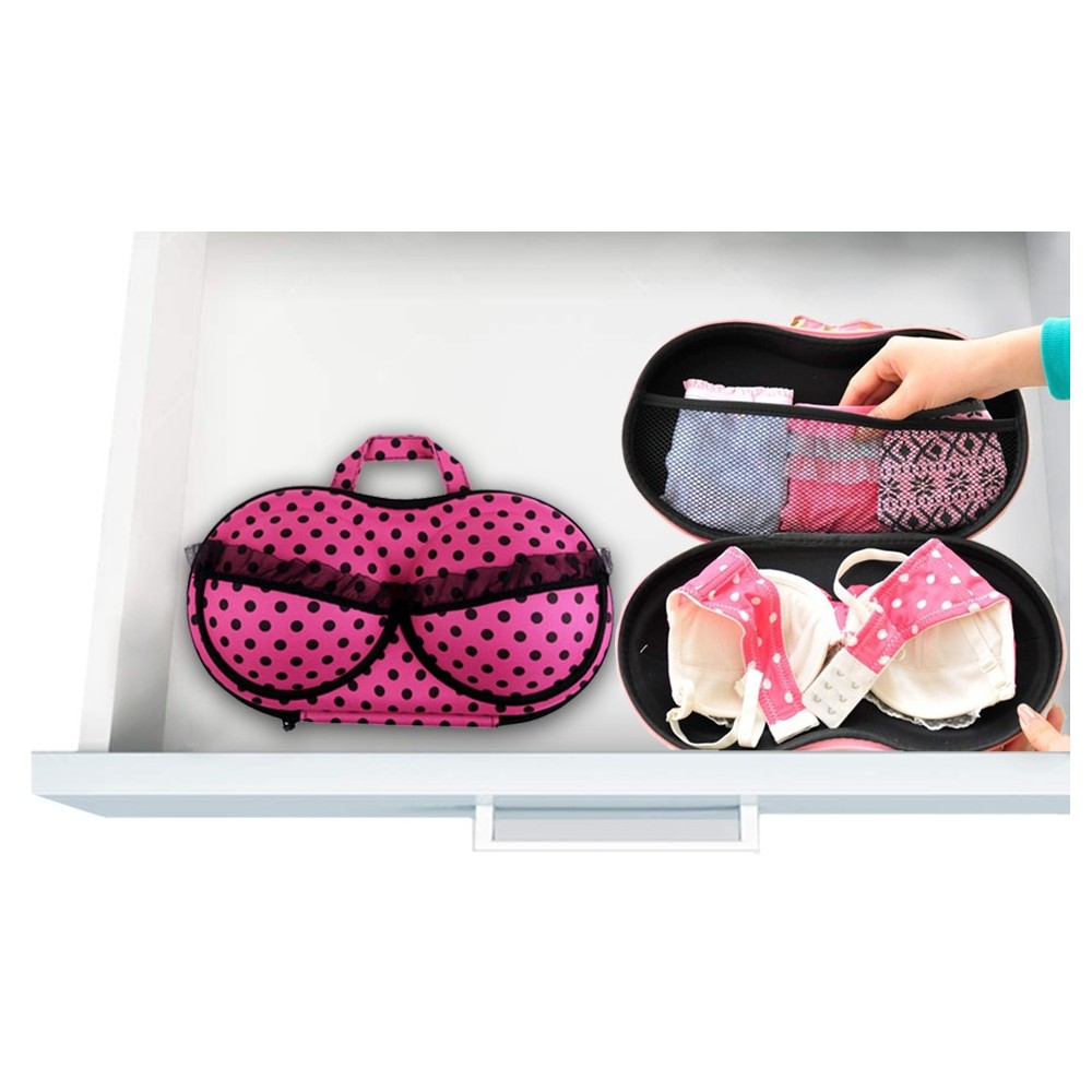 Organizzatore a forma di reggiseno Portaoggetti  per Biancheria Intima Magenta Pois