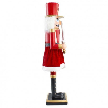 Soldatino Schiaccianoci 80H Addobbo Di Natale 392028 Con Abito Rosso E Spada