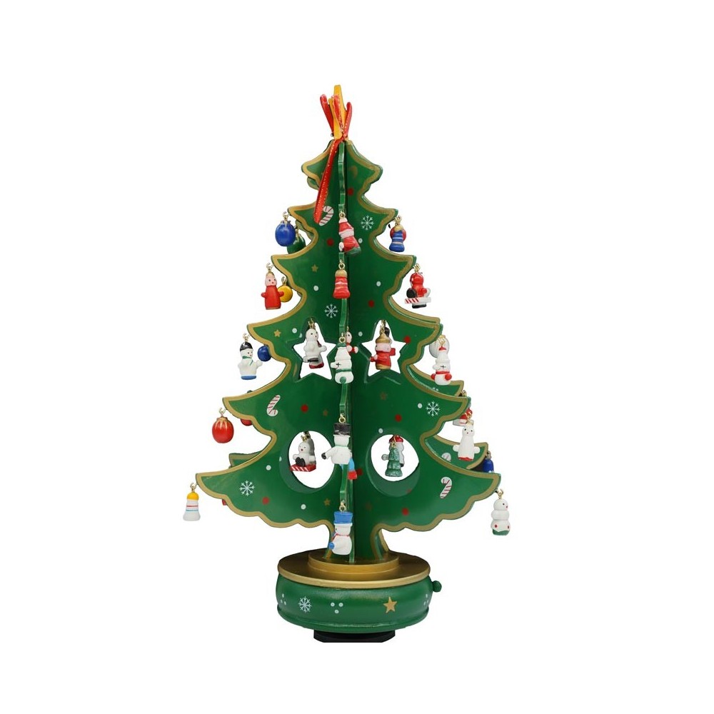 Addobbo natalizio 740190 carillon albero di natale base in legno 25x20 cm