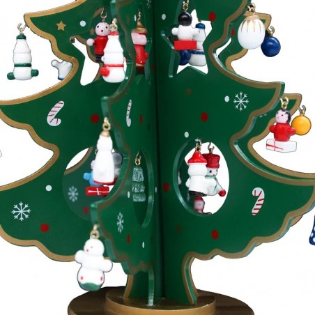 Addobbo natalizio 740190 carillon albero di natale base in legno 25x20 cm